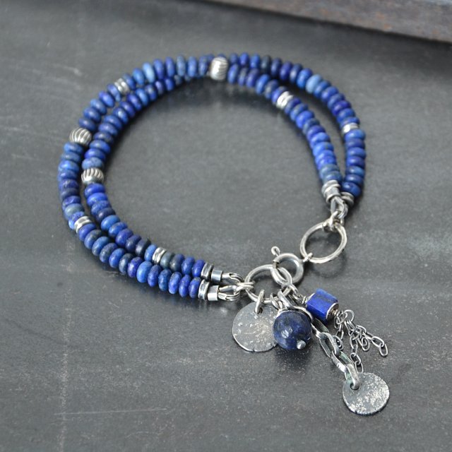 Dwurzędowa bransoletka z lapis lazuli