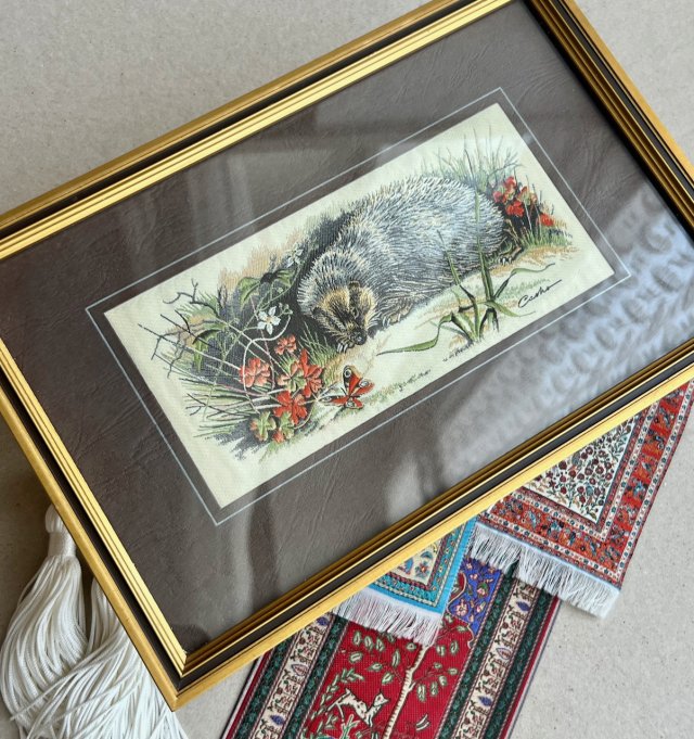 J. & J. Cash Ltd., Coventry, Anglia. - Haft na jedwabiu 23,5cm. ❀ڿڰۣ❀ Sygnowana duża miniatura