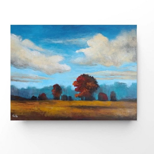 Pejzaż z drzewami- -obraz akrylowy formatu 30/40 cm