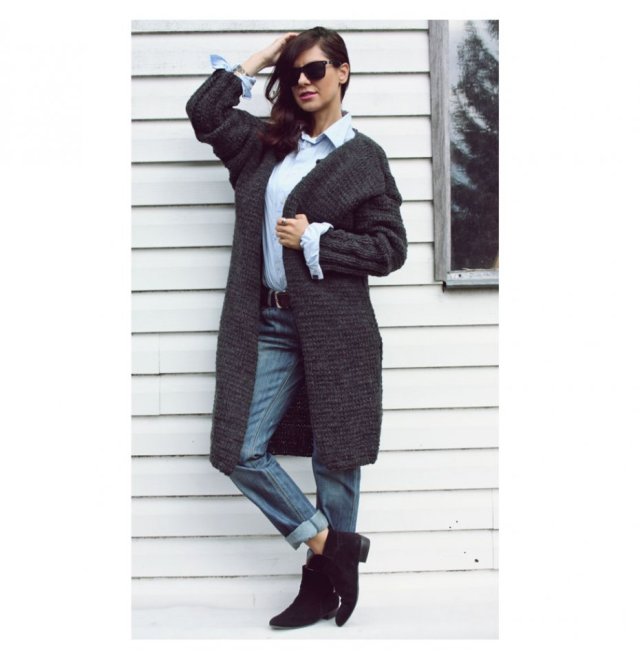 SZARY SWETER OVERSIZE HANDMADE