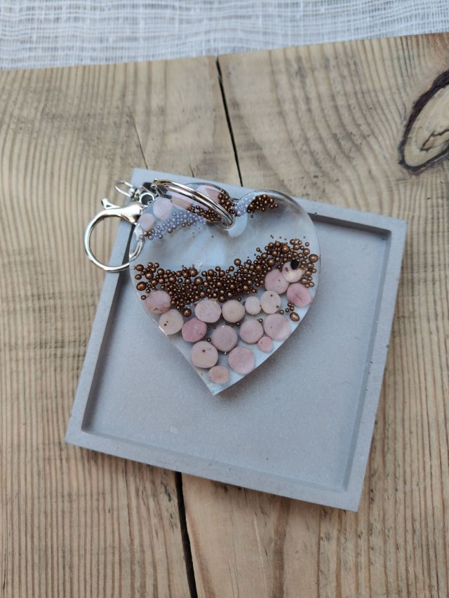 Brelok serce z żywicy Rose Gold Dream