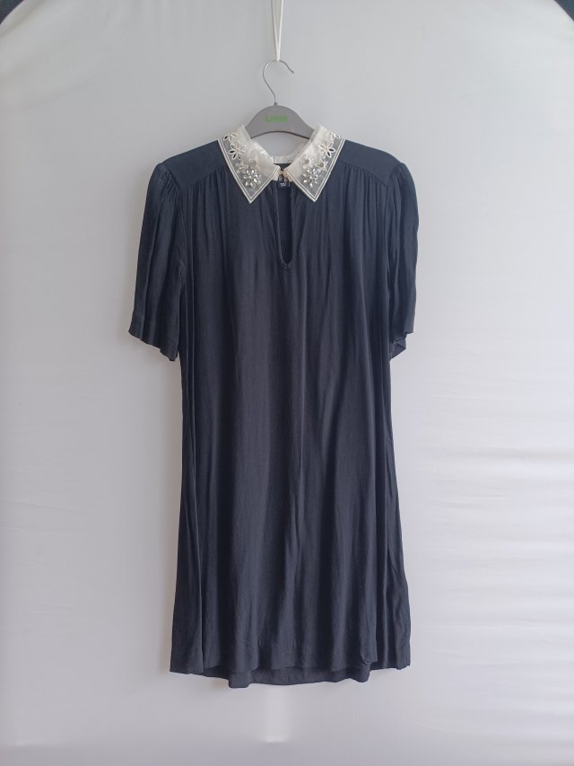 Czarna vintage viscose sukienka New Look 36
