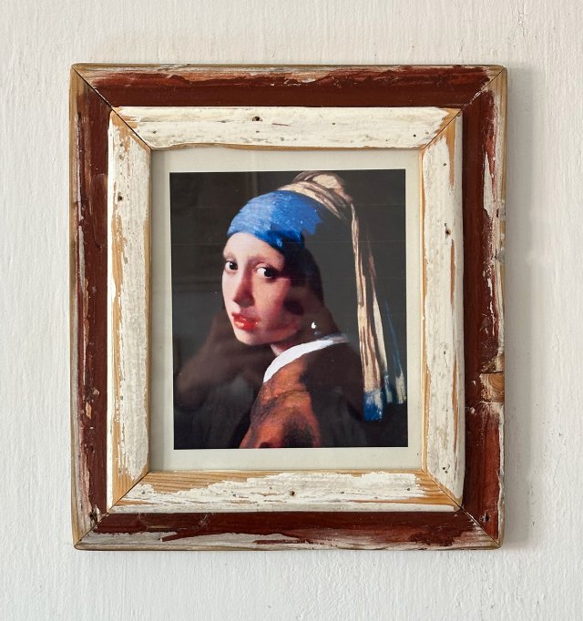 Vintage - Czerwona Ramka - stare drewno