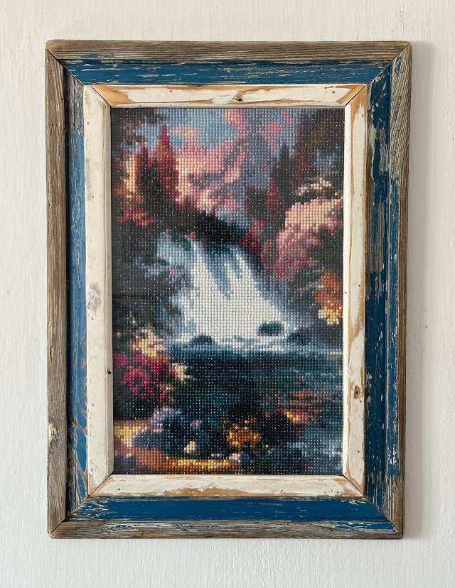 Vintage - Niebieska Ramka - stare drewno