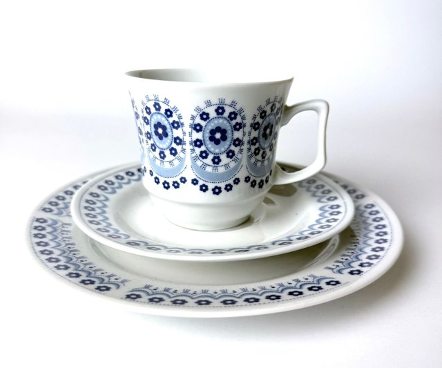 Trio zestaw śniadaniowy Ilmenau NRD echt kobalt Vintage retro design lata 80