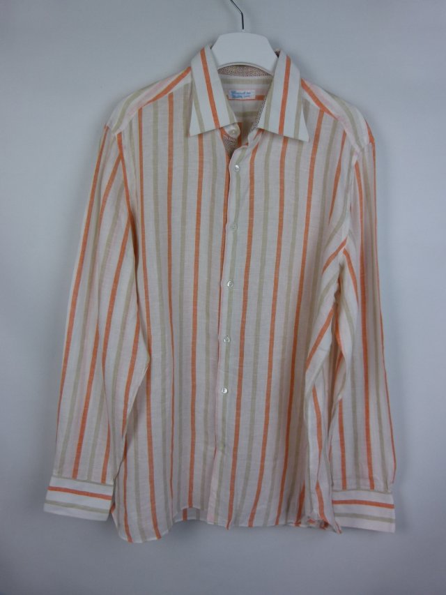 Gianpaola per Massa - Capri lniana koszula w paski len 17,5 / 44 - XXL