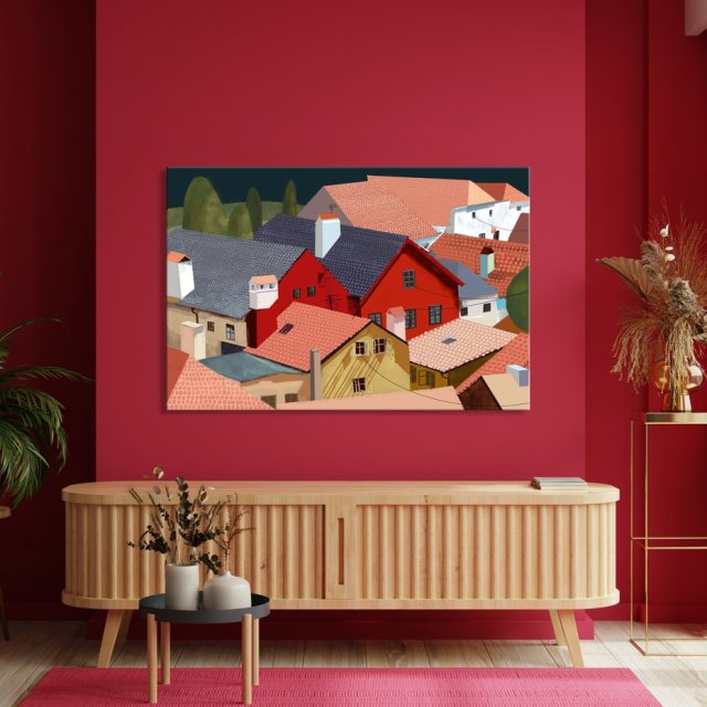 Obraz na płotnie do salonu "Między Dachami" 100x70cm 0619