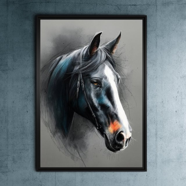 Portret konia 2 - grafika na plakacie na A3