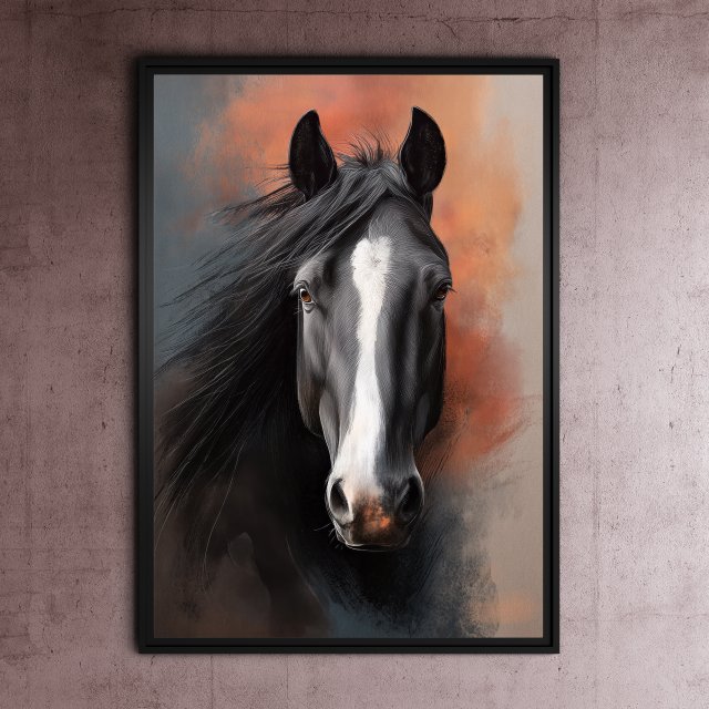 Portret konia 3 - grafika na plakacie na A3