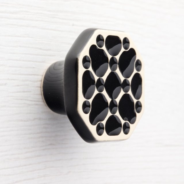 Ceramiczna gałka do mebli czarna, wz.11, ręcznie robiona
