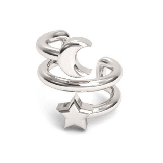 nausznica MOON & STAR- srebro 925