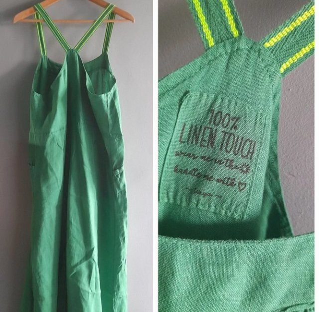 Lniana maxi sukienka na ramiączkach green