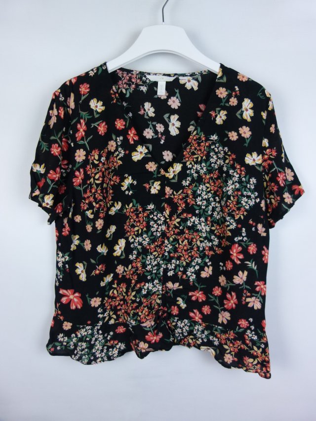H&M letnia bluzka w kwiatki regulowane marszczenie 16/44