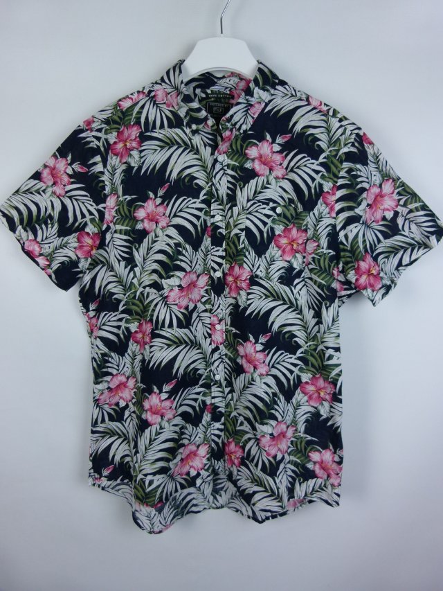 F&F koszula bawełna krótkie rękawy kwiaty / XL