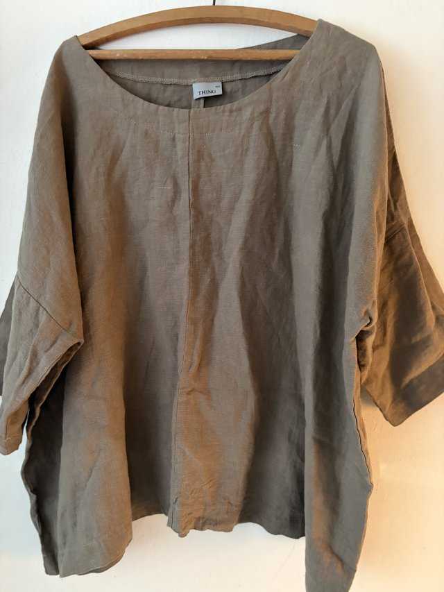 THING 100% LEN modna  duża  lniana khaki 4 XL ale na mniejsze rozmiary również