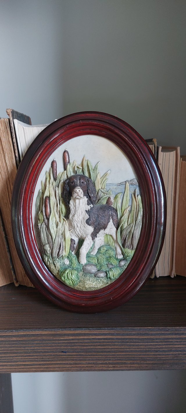 Angielska  płyta  ceramiczna  vintage  ręcznie malowana relief