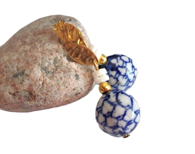 GRECKIE WAKACJE - KOLCZYKI Z LAZUROWĄ CERAMIKĄ