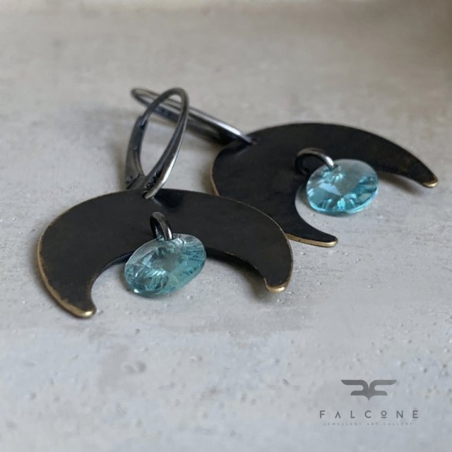 Kolczyki z kryształami Swarovskiego Dark Moon & Turquoise Glow
