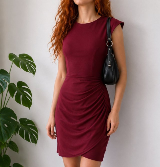 Elegancka ASOS - Bordowa sukienka ASOS - Elegancka sukienka ASOS - Dopasowana sukienka Asos