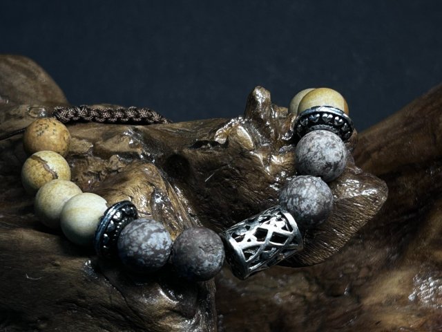 Męska Bransoleta "Amulet Ziemi" – Jaspis i Alabaster