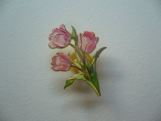 METALOWA EMALIOWANA PIN PRZYPINKA KWIATY TULIPANY