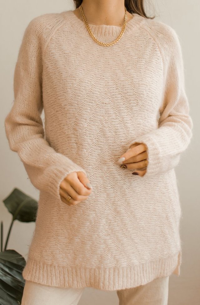 Jasny pudrowy sweter S/M