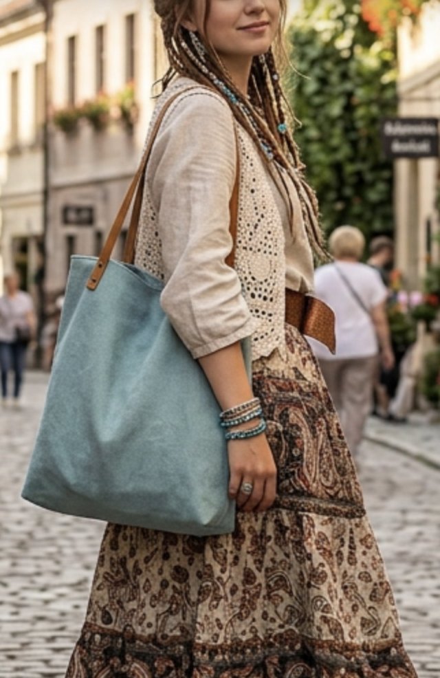 Torba tote XXL -  szałwia