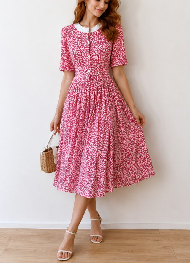 Sukienka True Vintage Pin Up z kołnierzykiem