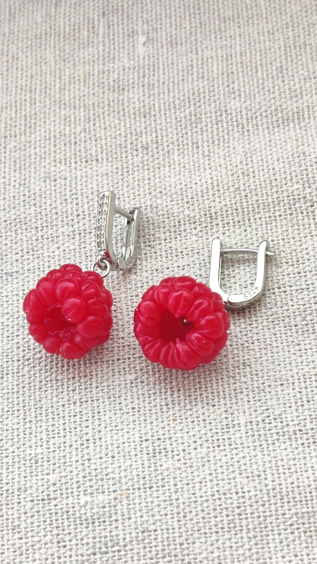 Unikalne Letnie Kolczyki: Handmade Realistyczne Maliny, Bigle Angielskie