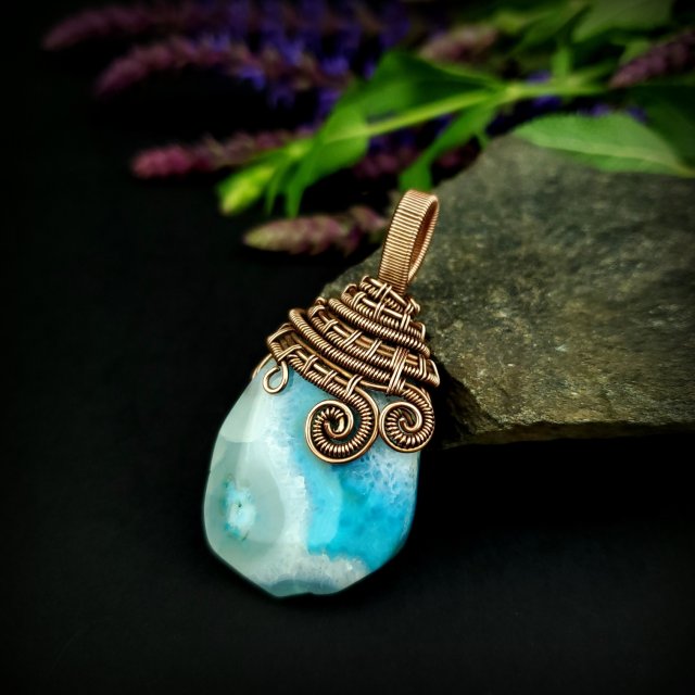 Wisiorek wire wrapping z agatem