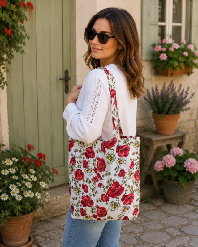 Torba na zakupy shopperka ekologiczna torba zakupowa na ramię bawełniana torba maki