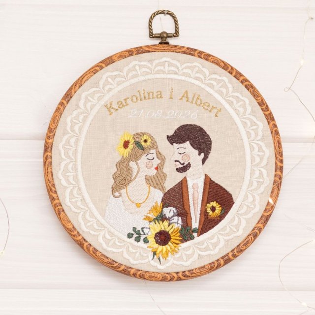Ślubna, indywidualna dedykacja, haft w oprawie vintage