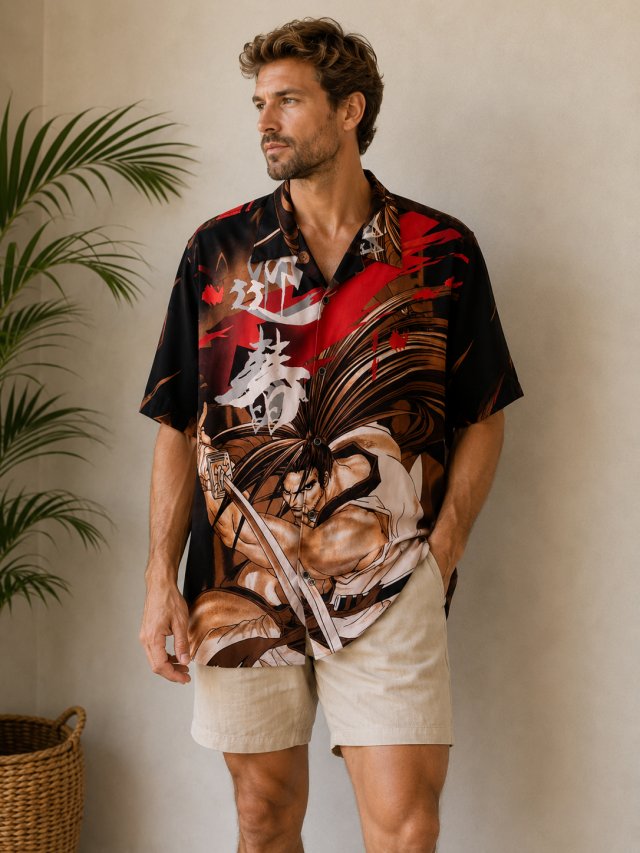 Koszula Anime Samurai Japan Y2K Oversize Manga Cyber Grunge XL