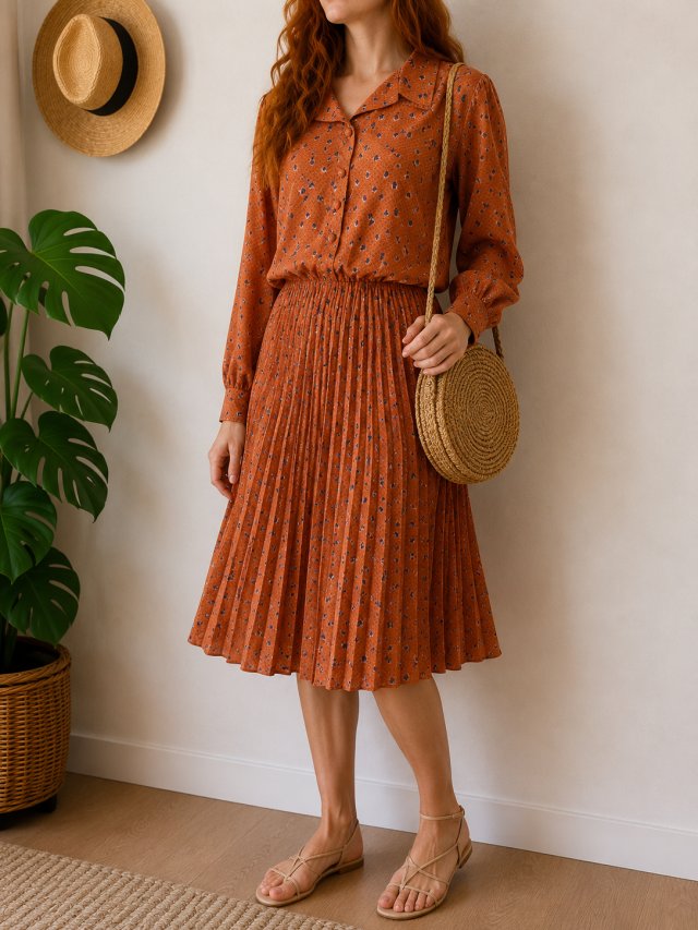 Miss Jolie Plisowana Sukienka w stylu retro z kołnierzykiem kropki kwiaty na wiosnę lato