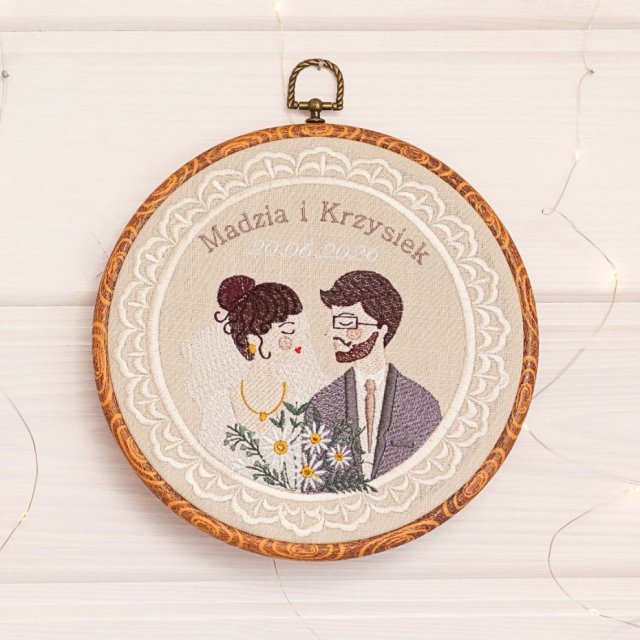 Ślubna, indywidualna dedykacja, haft w oprawie vintage