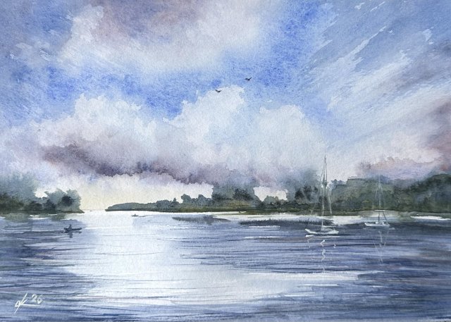 Relaks nad rzeką originally akwareli A4