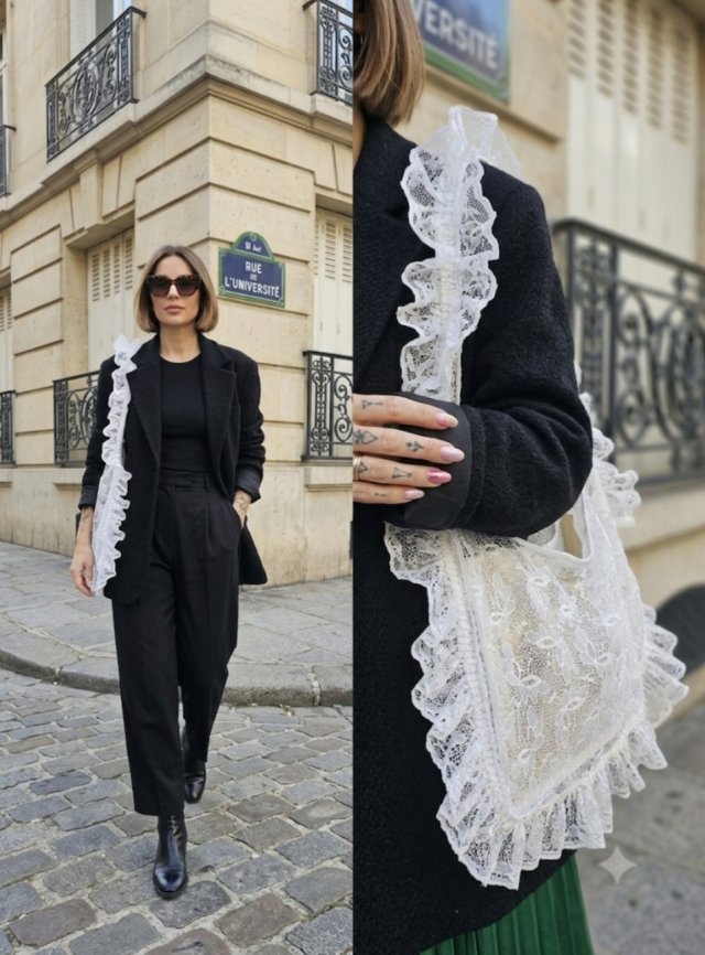 Lace Bag koronkowa torebka z falbaną