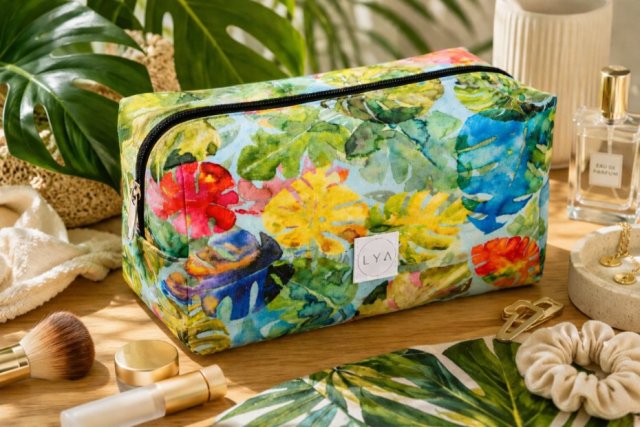 Kosmetyczka damska duża kosmetyczka podróżna wodoodporna saszetka etui organizer liście monstera kolor