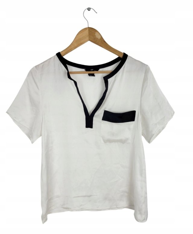 H&M satynowa bluzka luźna ecru 36 S