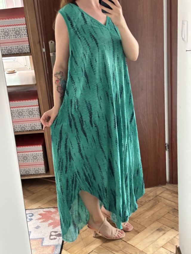 Bawełniana sukienka maxi z asymetrycznym dołem Plus Size 7XL 8XL 9XL Terra & Sky