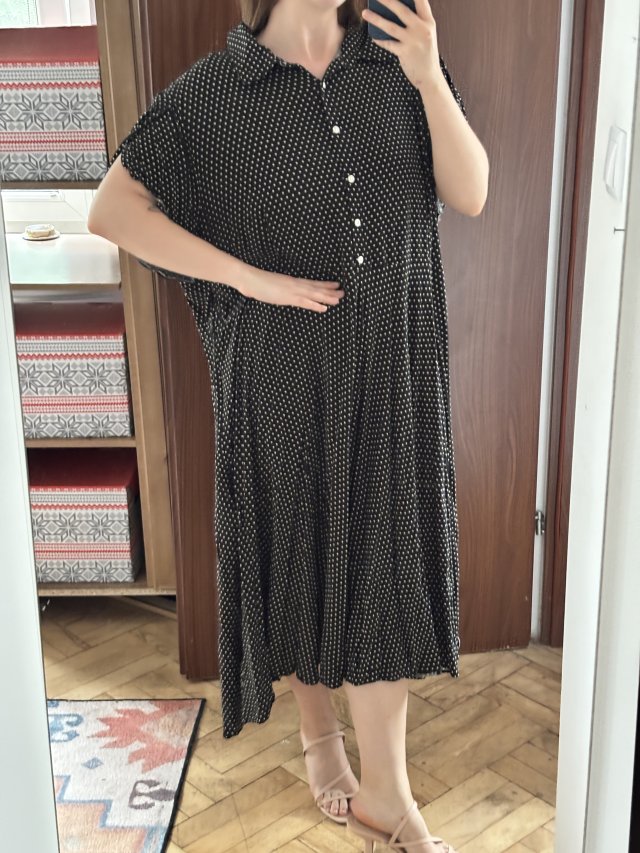 Sukienka midi w groszki z kołnierzykiem Plus Size 7XL 8XL 9XL Chaps