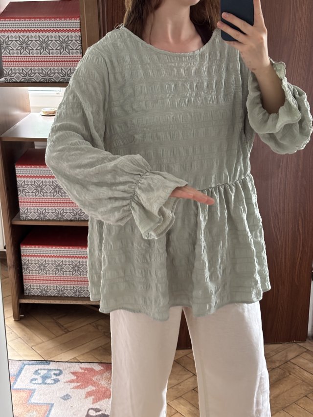 Bluzka Ala muślinowa Plus Size 4XL 5XL oversize szałwiowa