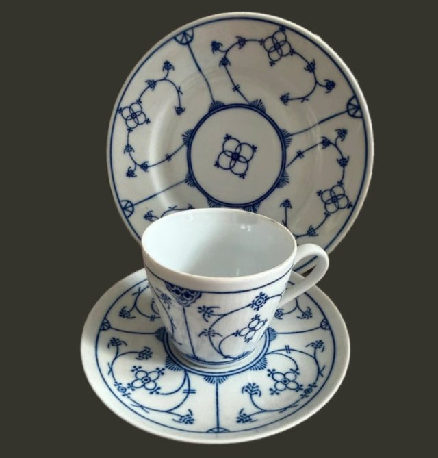 Jäger Eisenberg trio porcelanowe Indisch Blau vintage | filiżanka niemiecka