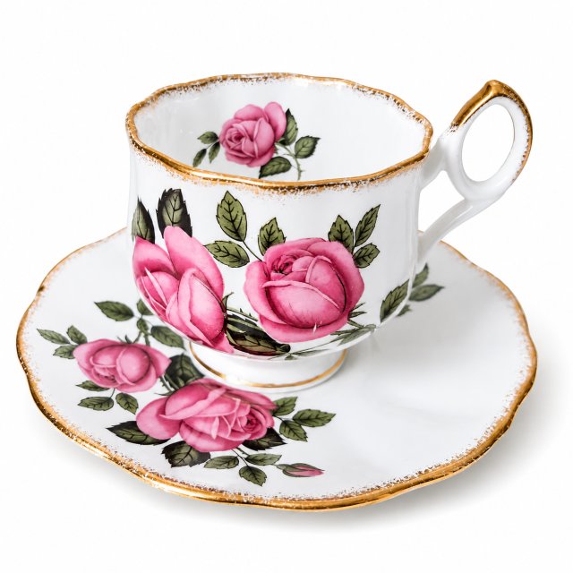 Rosina / Queen's Bone China – filiżanka ze spodkiem wzor róże