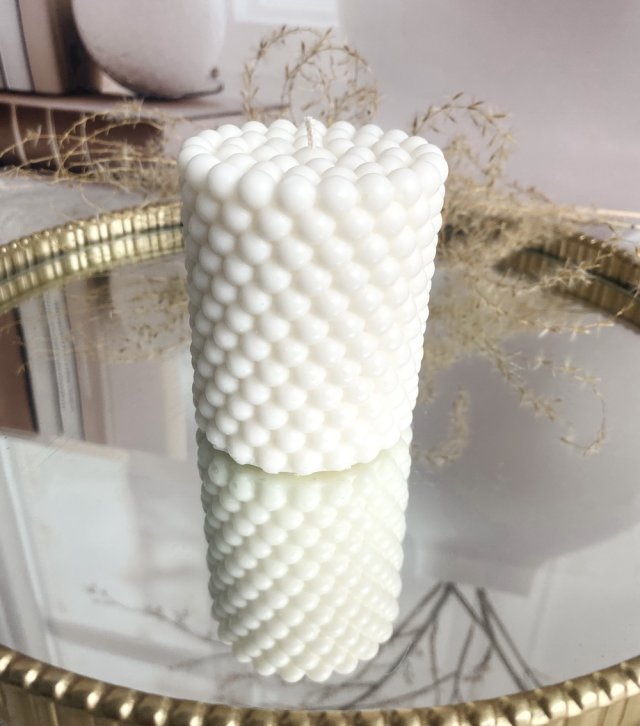 Świeca ekologiczna sojowa dekoracyjna "Bubbles" 60x75mm biała
