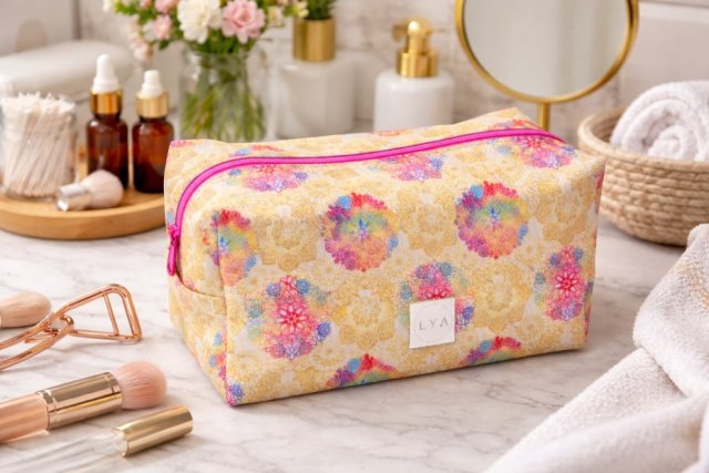 Kosmetyczka damska duża kosmetyczka podróżna wodoodporna saszetka etui organizer mandala różowa