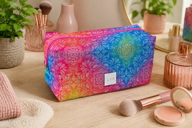 Kosmetyczka damska duża kosmetyczka podróżna wodoodporna saszetka etui organizer mandala tęczowa