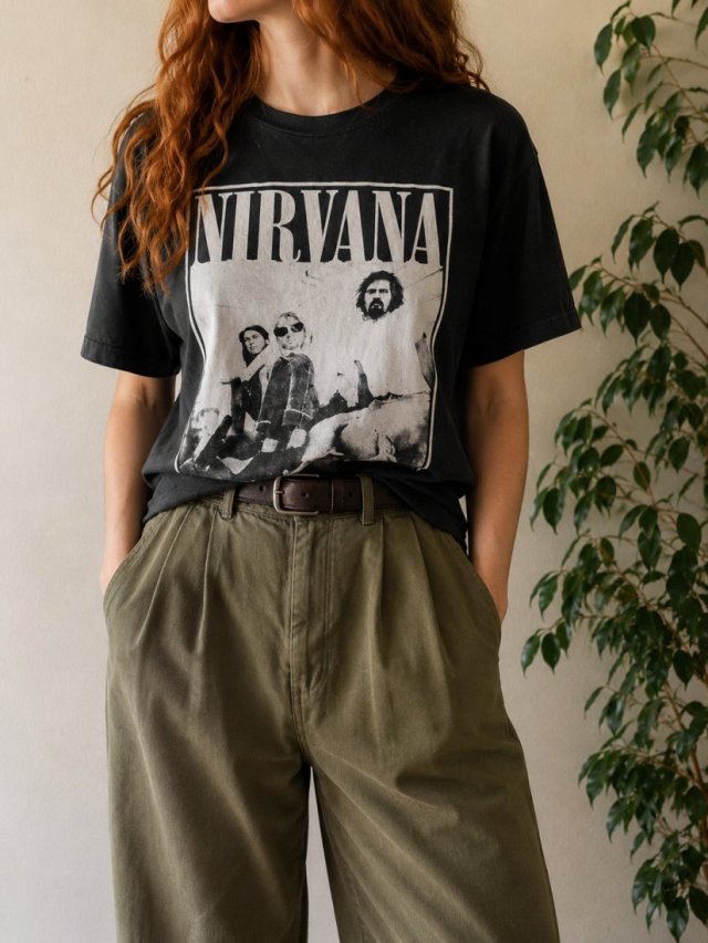 Nirvana Koszulka Damska M Grunge Rock Band Tee 90s House Vintage