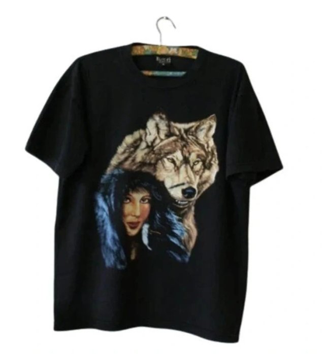 Koszulka Indianka i wilk Vintage Wolf T-shirt, Wolves t-shirt, Wild T-shirt, Hippie shirt,