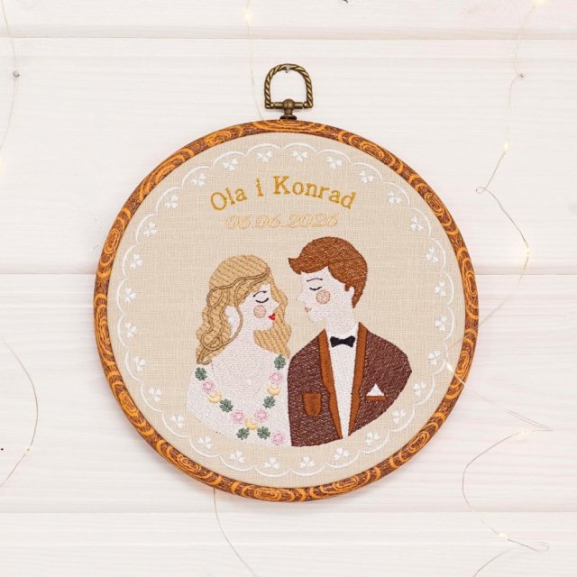 Ślubna, indywidualna dedykacja, haft w oprawie vintage